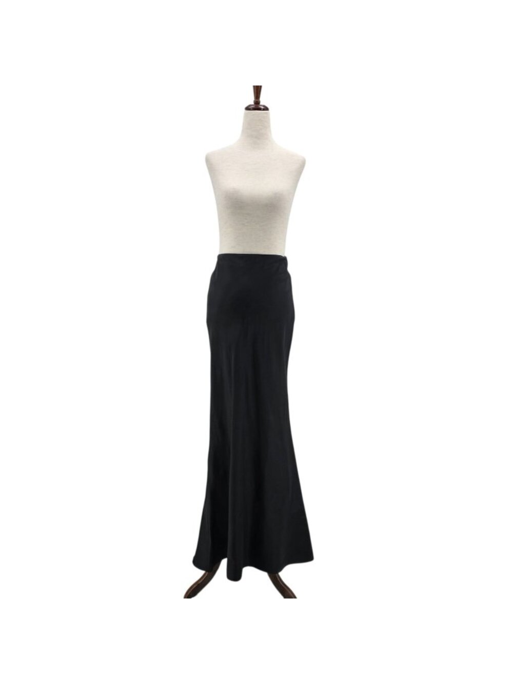 Vintage Cache Womens 4 Skirt Trumpet Skirt Black Satin Long Maxi High Waisted